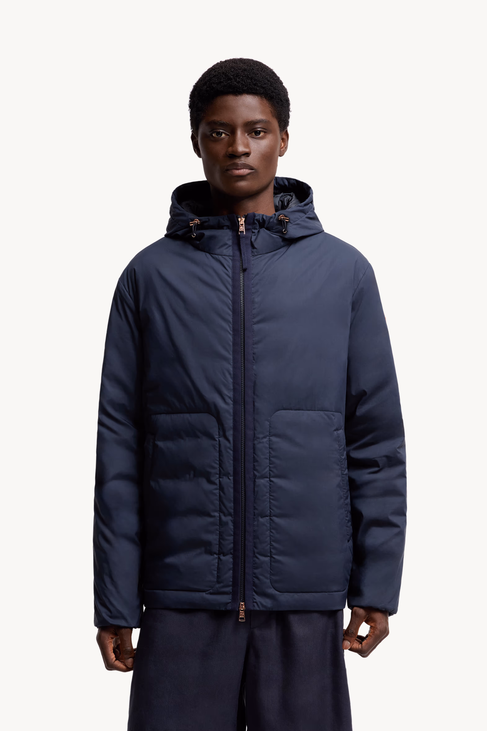 Moncler x Gilga Farm Designed by Donald Glover Caracara Short Down Jacket Men Navy Blue Moncler 3